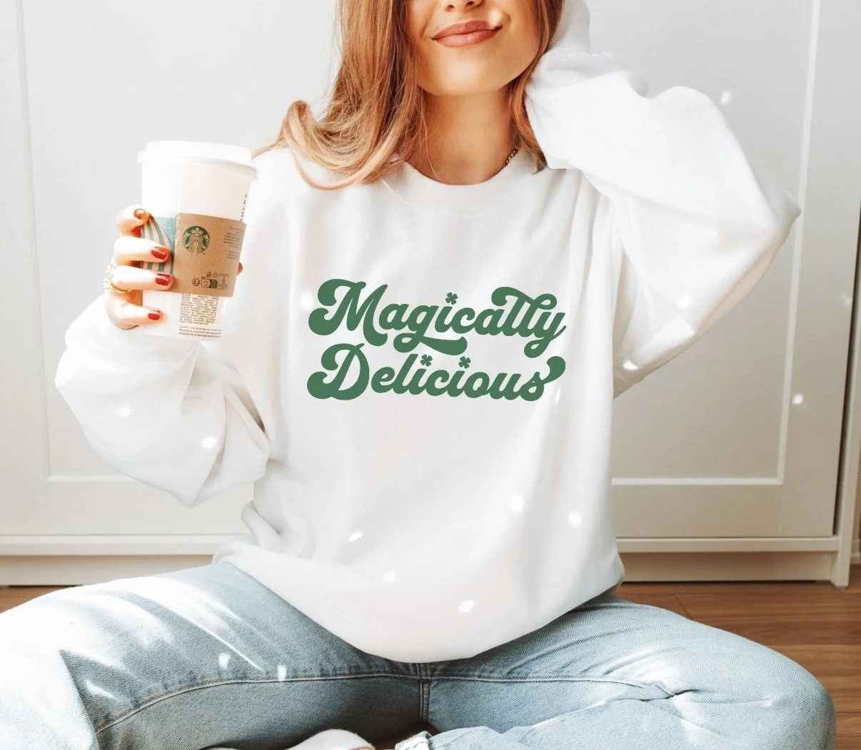 Retro Magically Delicious Crewneck- Vintage Style St. Patrick’s Day Pullover Sweatshirt