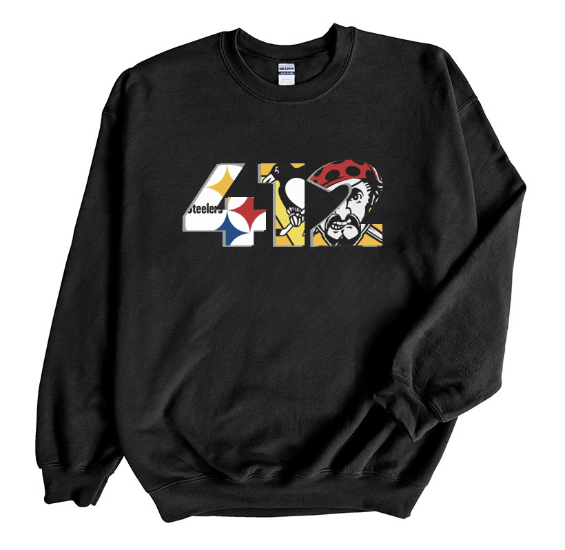 412 Pittsburgh Fan 3 Sports Mashup Crewneck Pullover Sweatshirt