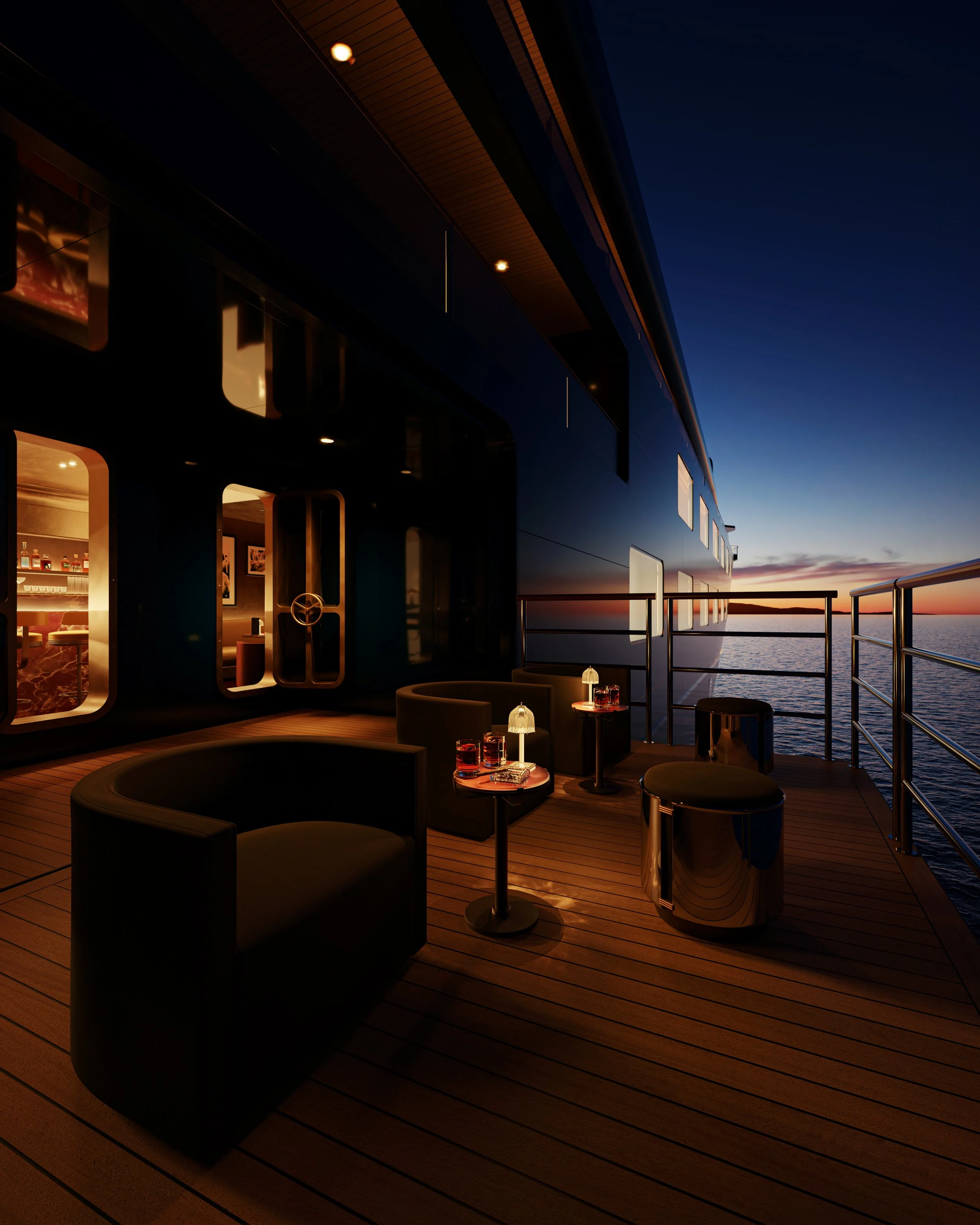 The Speakeasy Terrace: A private corner for a vintage pour and a slow-burning cigar under the stars.