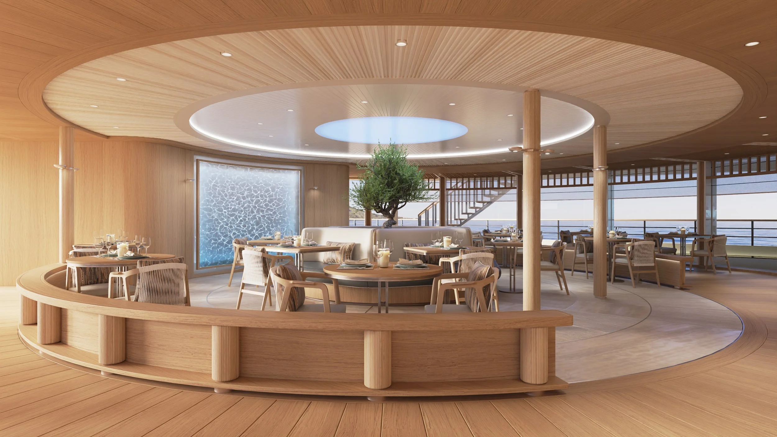 Alira. The ship’s social pulse. An open-air Mediterranean sanctuary. It’s all-day dining, but with an Aman rhythm: relaxed, seasonal, and completely unhurried.