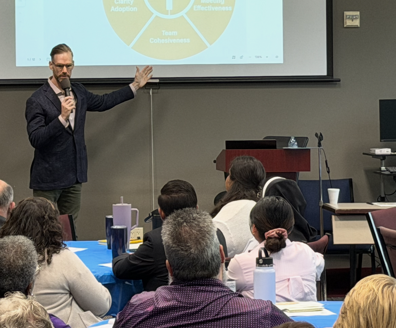 Michael Sullivan  giving a presentation on the organizational wide health assessment