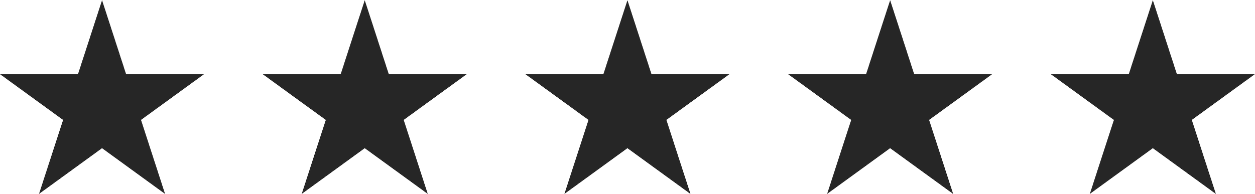 Image of five black stars in a row, typically used for ratings.