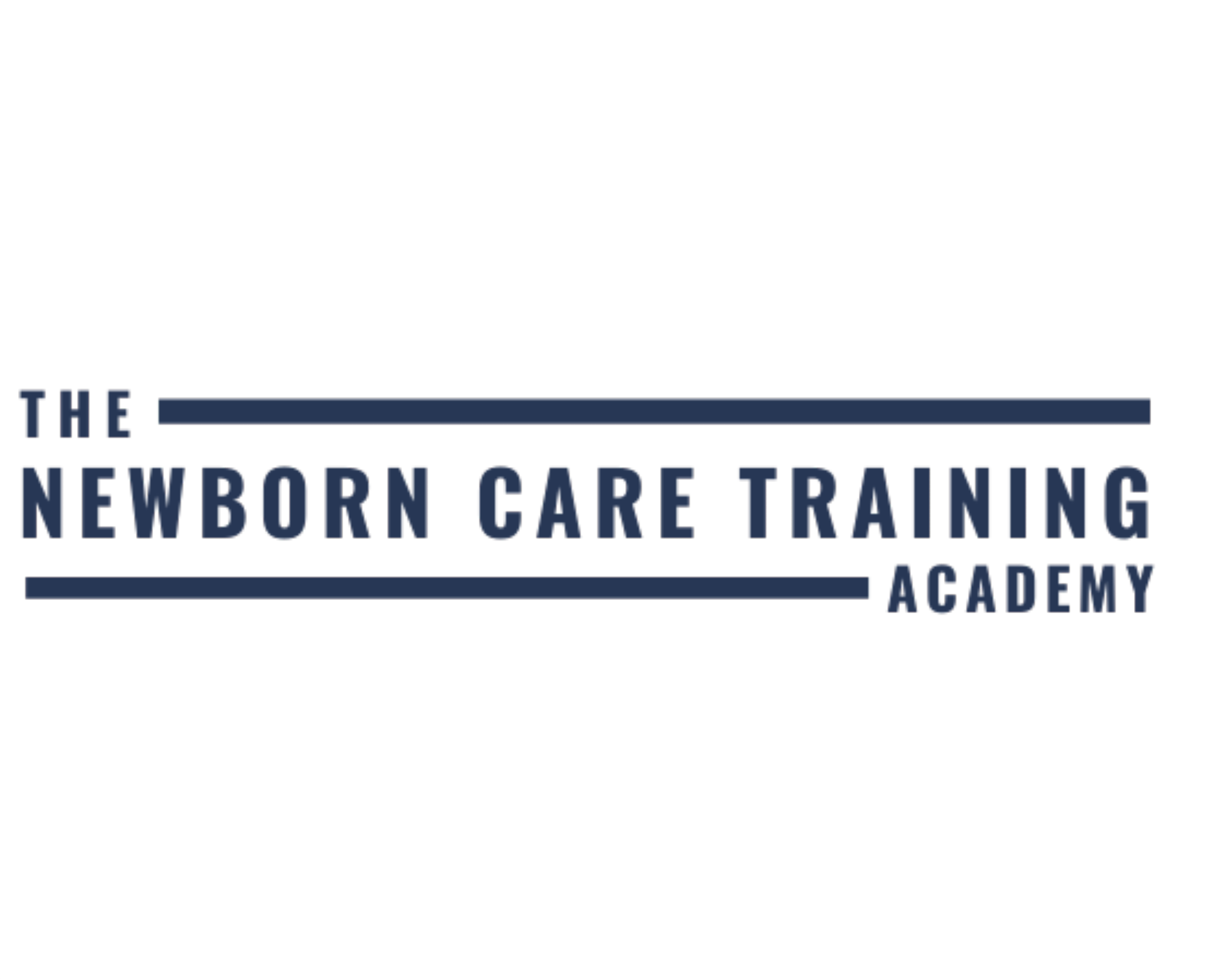 Logo for The Newborn Care Training Academy with blue text and lines