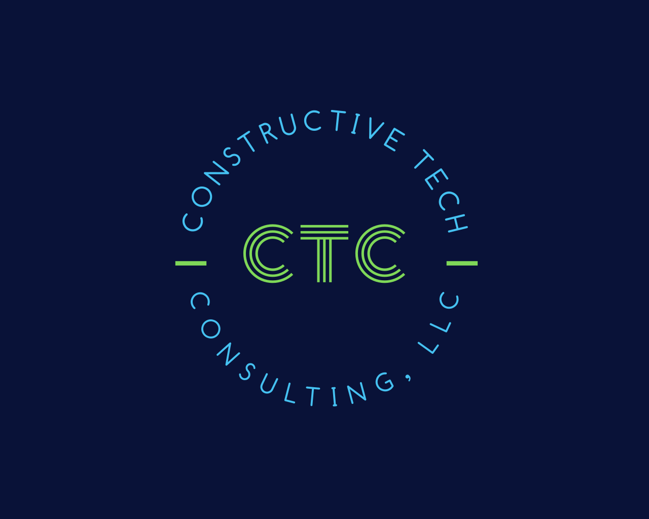 Logo with the initials CTC in green, surrounded by the blue text "Constructive Tech Consulting, LLC" on a dark blue background.