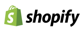 Shopify logo with a shopping bag with a white 'S' on it