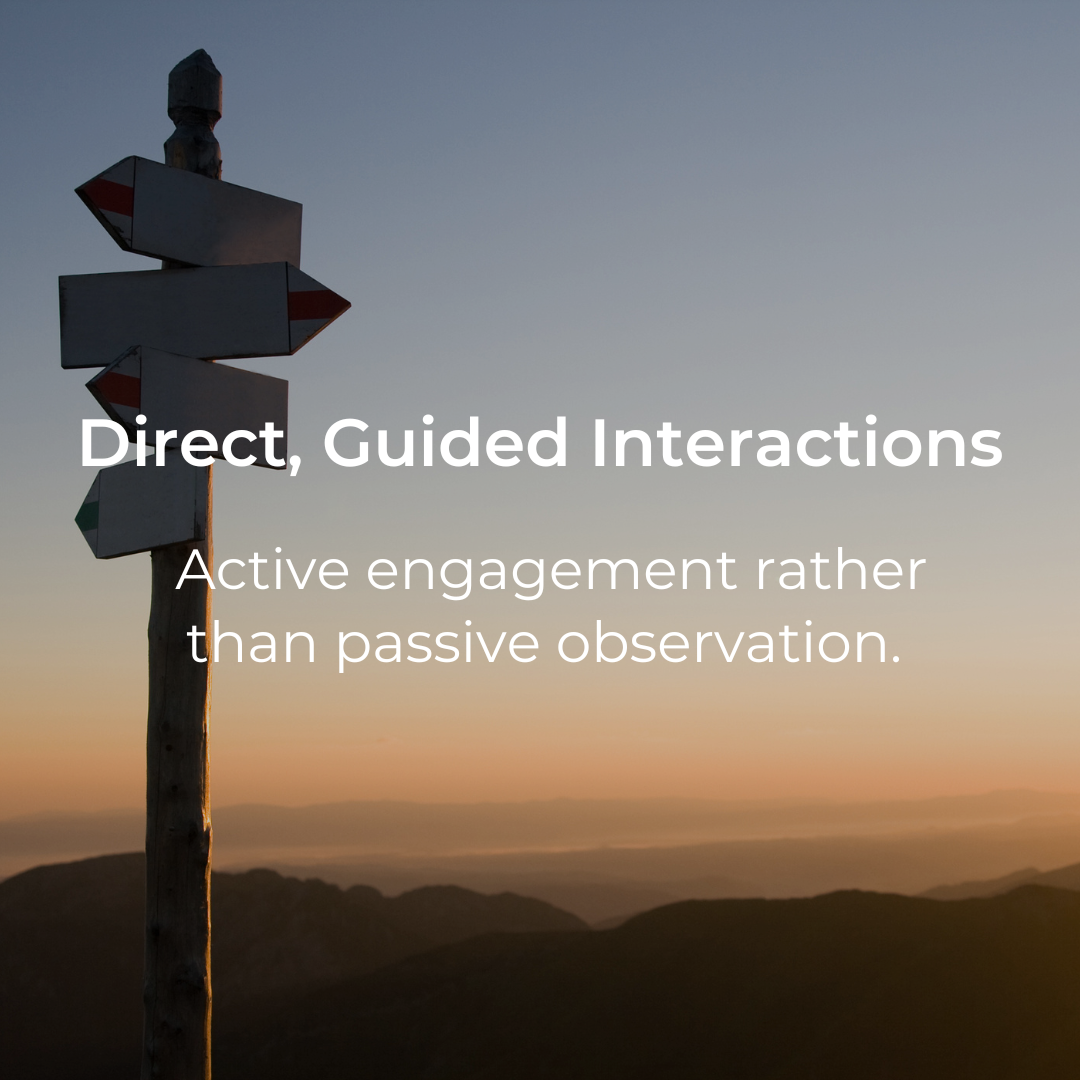 Signpost with arrows pointing in different directions at sunset over mountains.