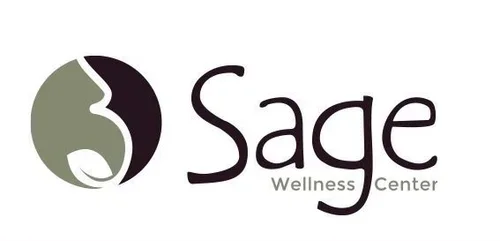 Logo of Sage Wellness Center featuring a stylized leaf and the words 'Sage Wellness Center'.