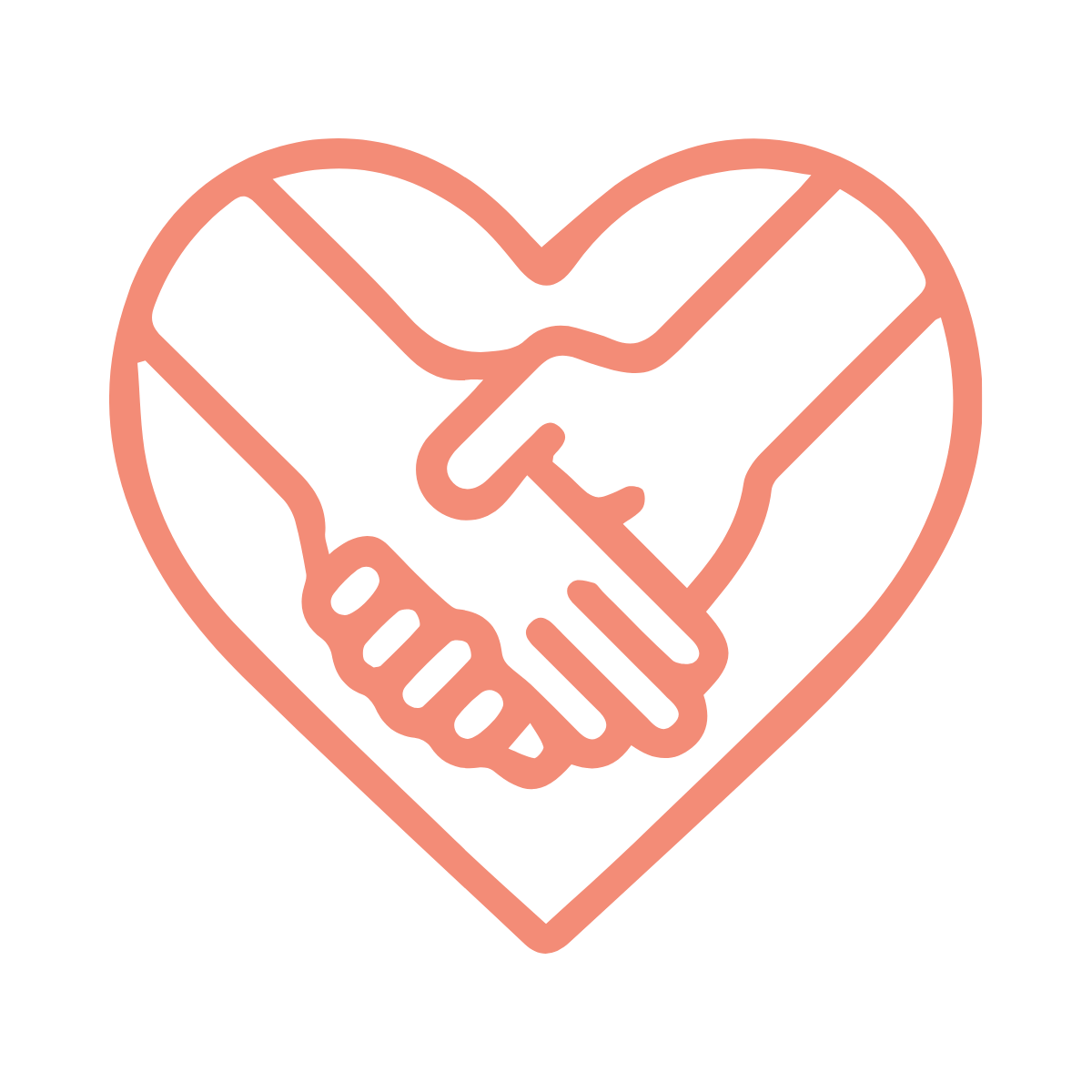 Line-art icon of a heart surrounding two holding hands