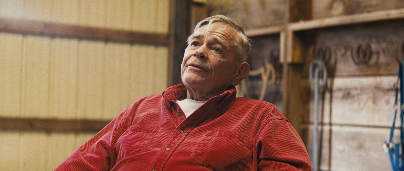 wrestler being interviewed in a barn about winning olympic gold medal