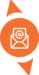 North Coal email icon inside an envelope on an orange background