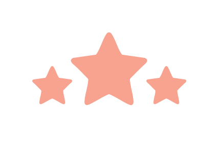 Three pink stars, with a larger star in the center, surrounded by two smaller stars, on a black background.
