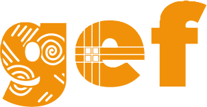 Stylized, colorful text spelling 'geek' with decorative patterns and designs inside the letters