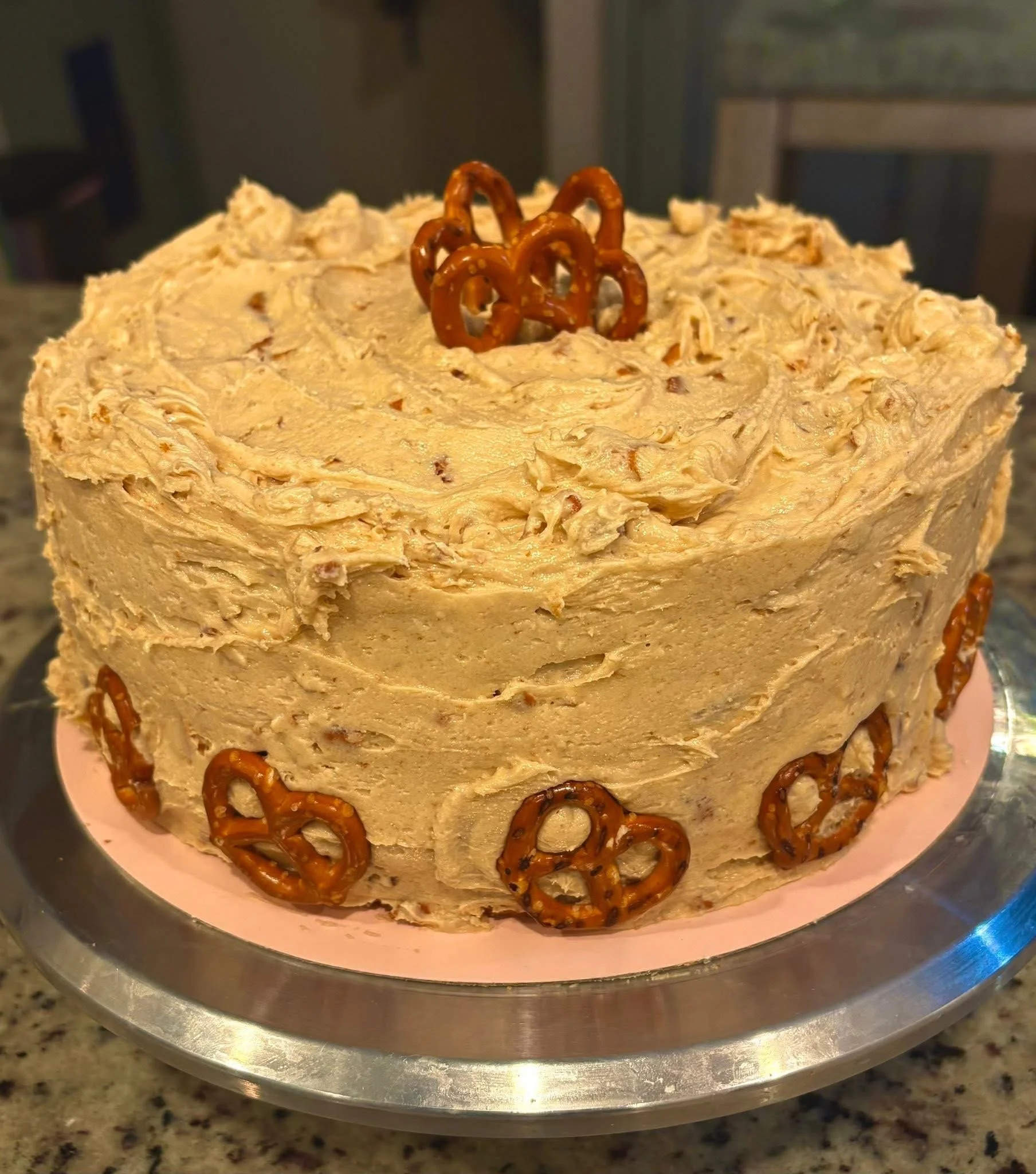Peanut Butter Cake with Pretzel