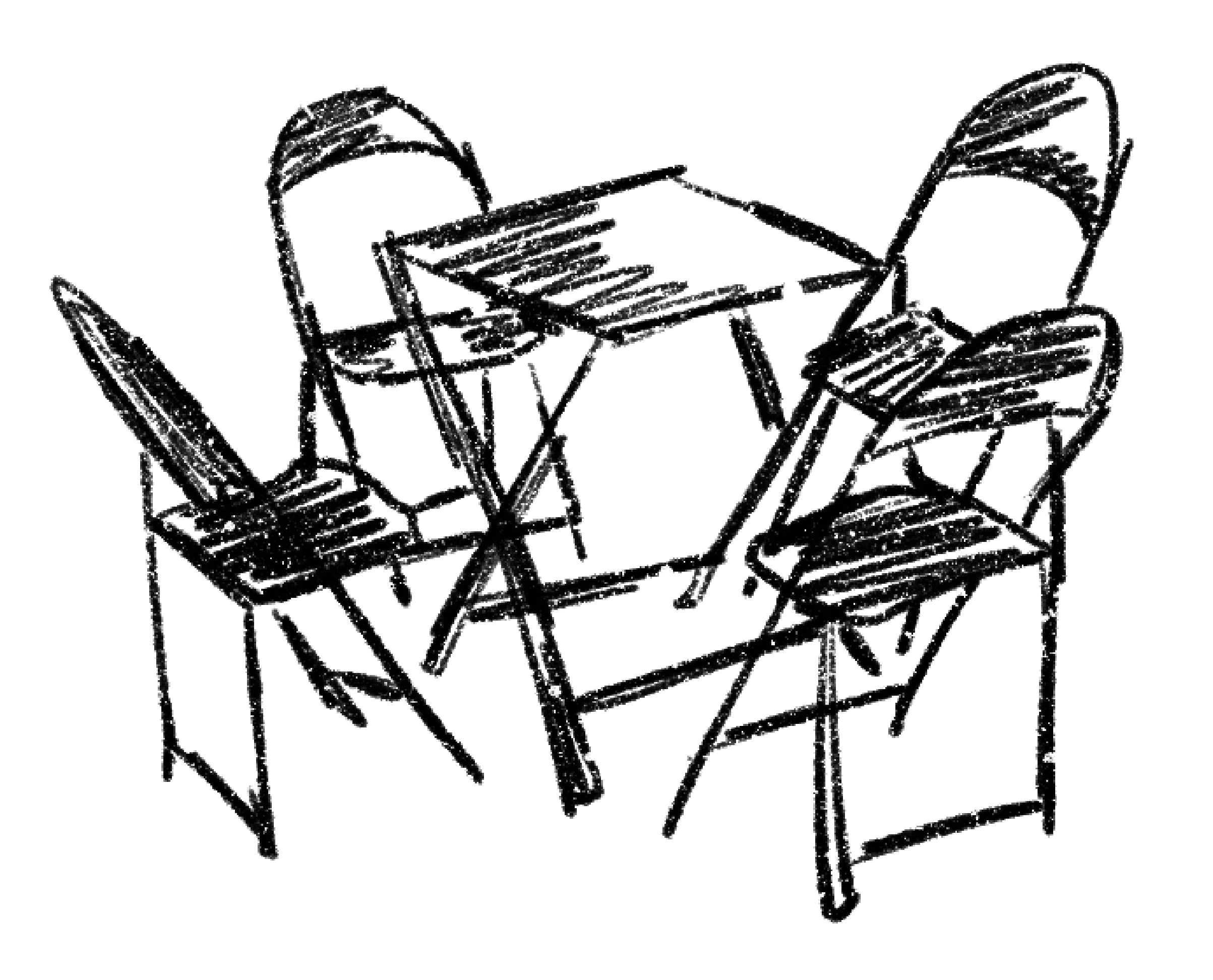 Outline sketch of a pig in a box.