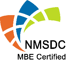 A NMSDC logo consisting of a colorful abstract geometric design with curved shapes in orange, blue, green, and black.