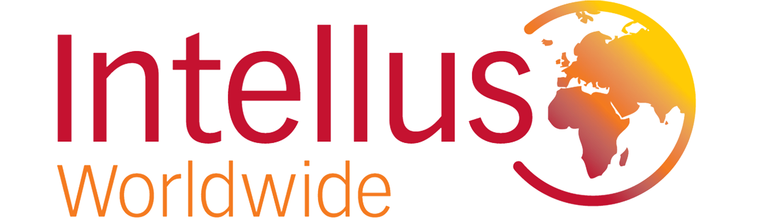 Logo for Intelius Worldwide featuring a stylized globe with Africa and Europe, with red and orange color scheme.