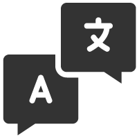 Icons of speech bubbles with letter A and Chinese character inside