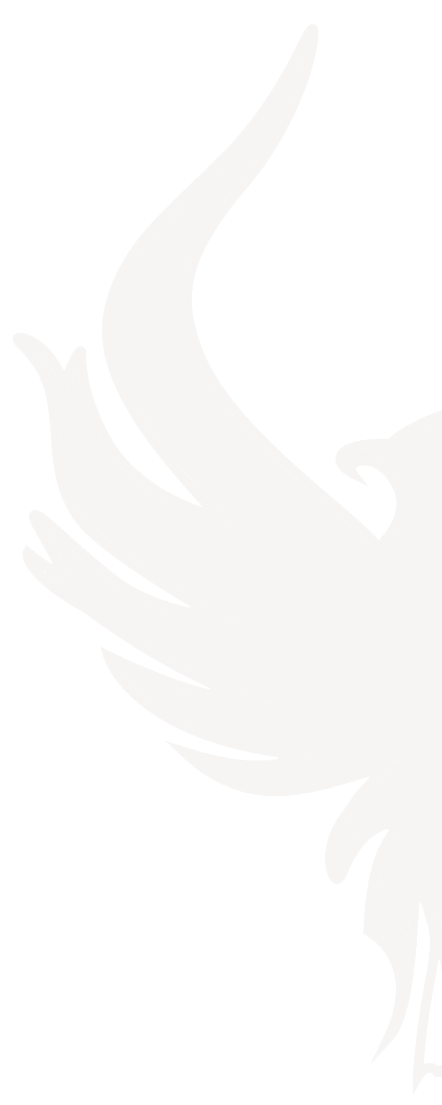 Silhouette of a stylized phoenix rising with wings spread upwards.