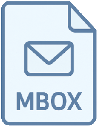 Icon of an email envelope on a document labeled MBOX