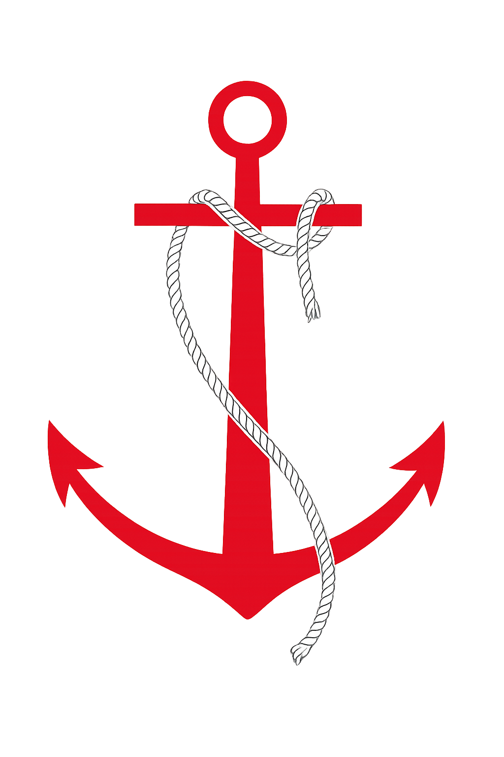 A digital illustration of a red anchor with a white rope, against a dark blurred background with a glowing effect.