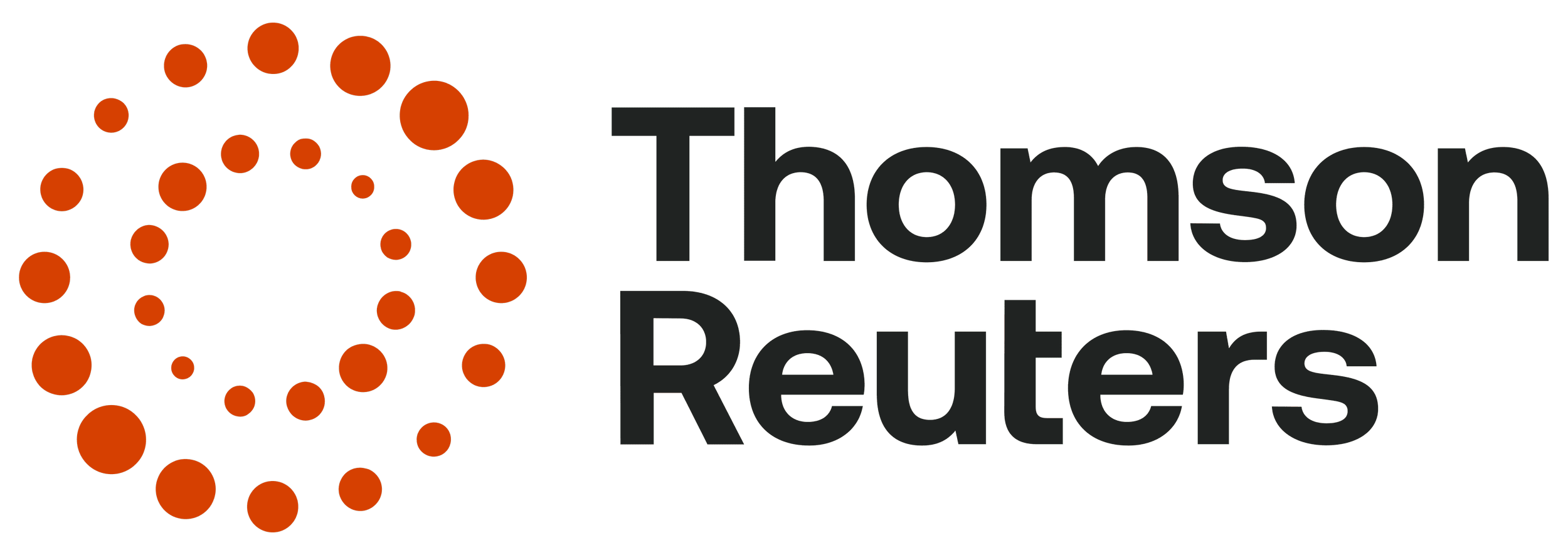 Thomson Reuters logo with a circle of orange dots and the company name in black text.