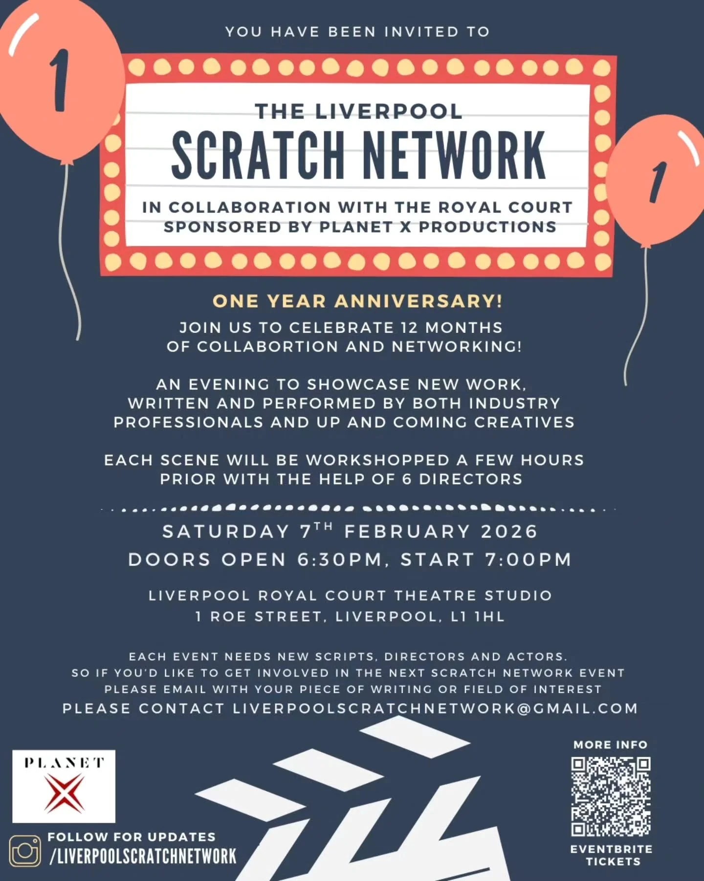 It's the One Year Anniversary 🥂! 
I can't believe it's been 12 months since The Liverpool Scratch Network did it's first event at @laproductionsuk... it's been a joy to see so many pieces of new work directed and performed in front of an audience. L