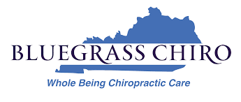 Logo for Bluegrass Chiro with bluegrass mountain outline and text 'Bluegrass Chiro' and tagline 'Whole Being Chiropractic Care'