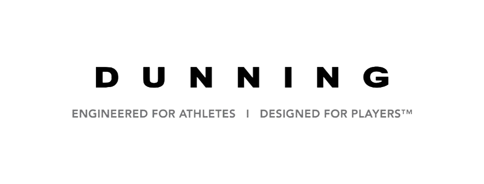 Dunning logo with the phrase 'Engineered for Athletes | Designed for Players'