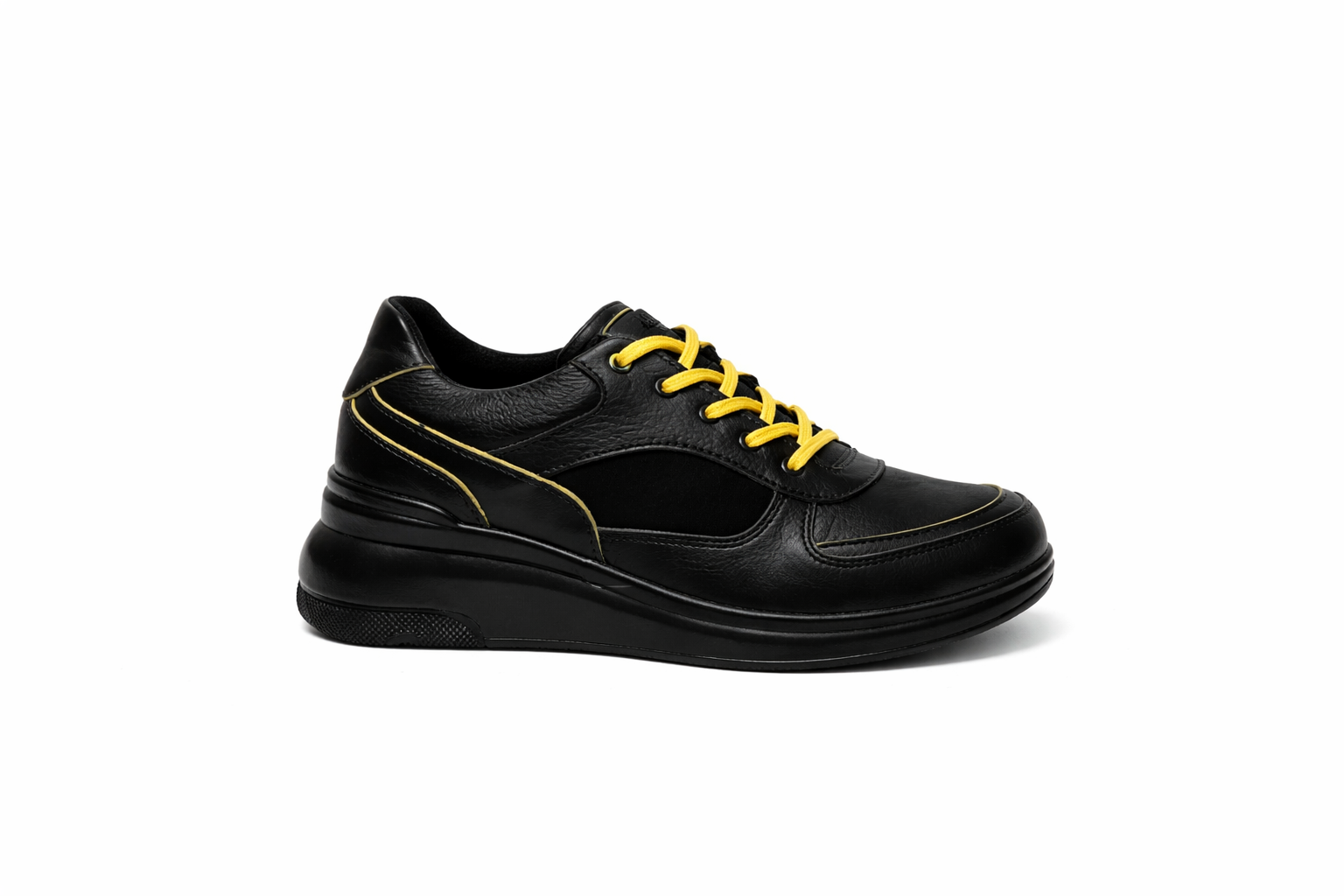 Leather Sneakers – Yellow Laces