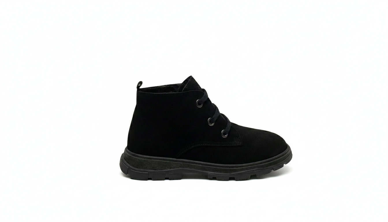 Black Suede Leather Ankle Boots