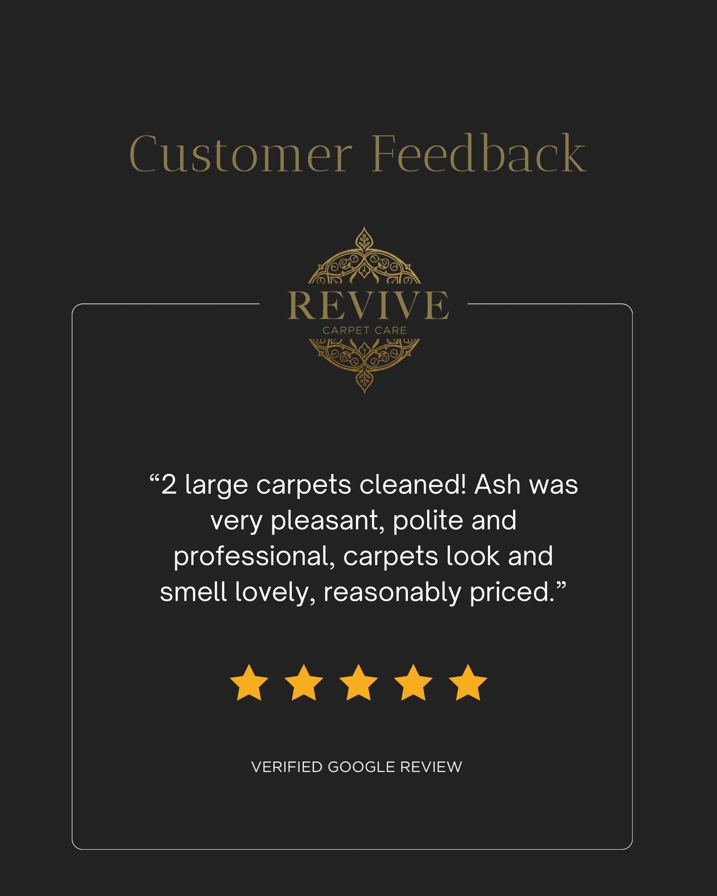 Another great review from one of our lovely customers ⭐️⭐️⭐️⭐️⭐️

We love hearing how happy our customers are with their fresh, clean carpets. Nothing better than that just-cleaned look and smell!

If you want your carpets looking spring ready, drop 