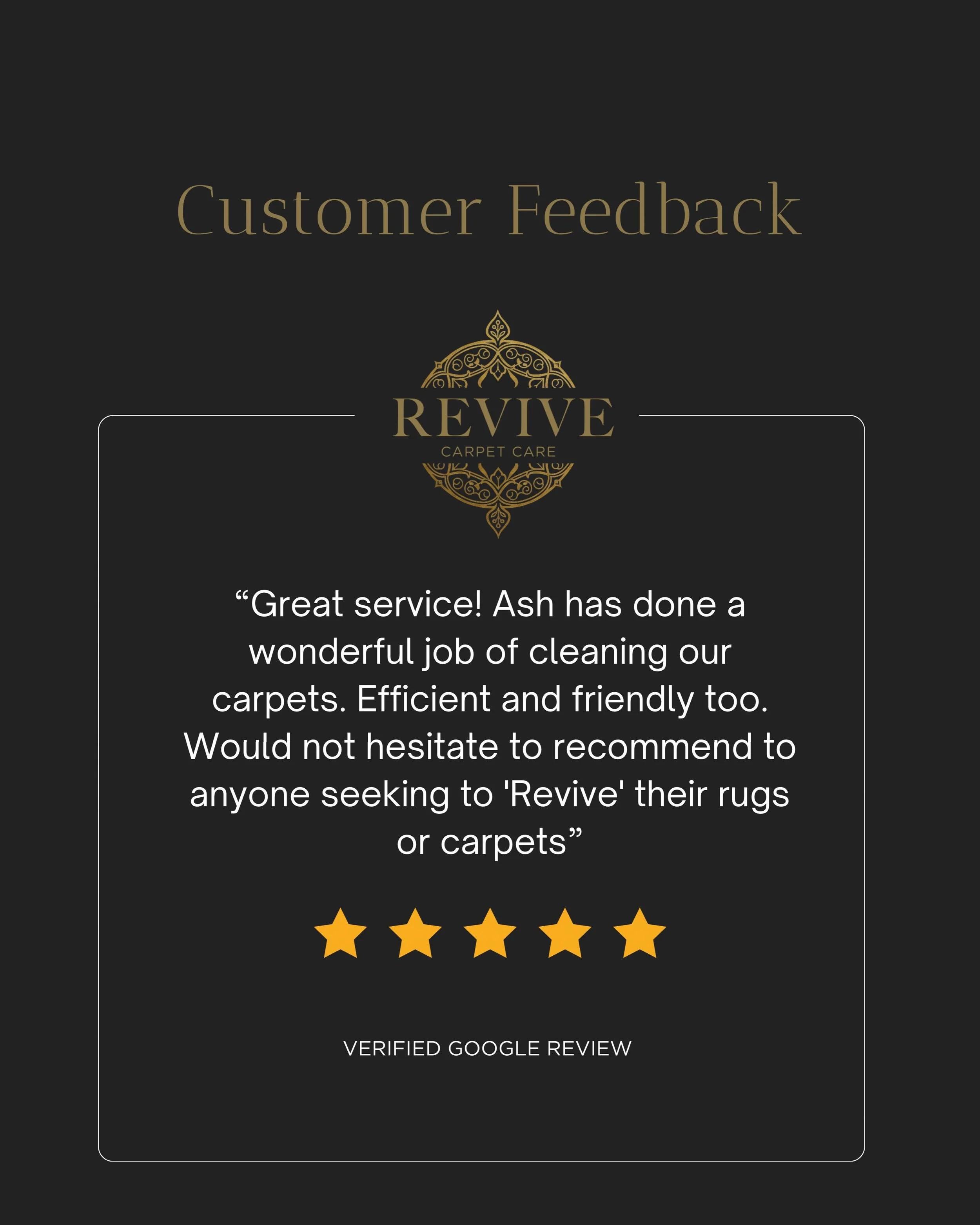 Nothing means more than hearing from our valued customers 🙌

Thank you for the kind words and for trusting Revive Carpet Care to bring your carpets back to life ✨

Professional. Friendly. Reliable.
That&rsquo;s the Revive standard.

@revivecarpetcar