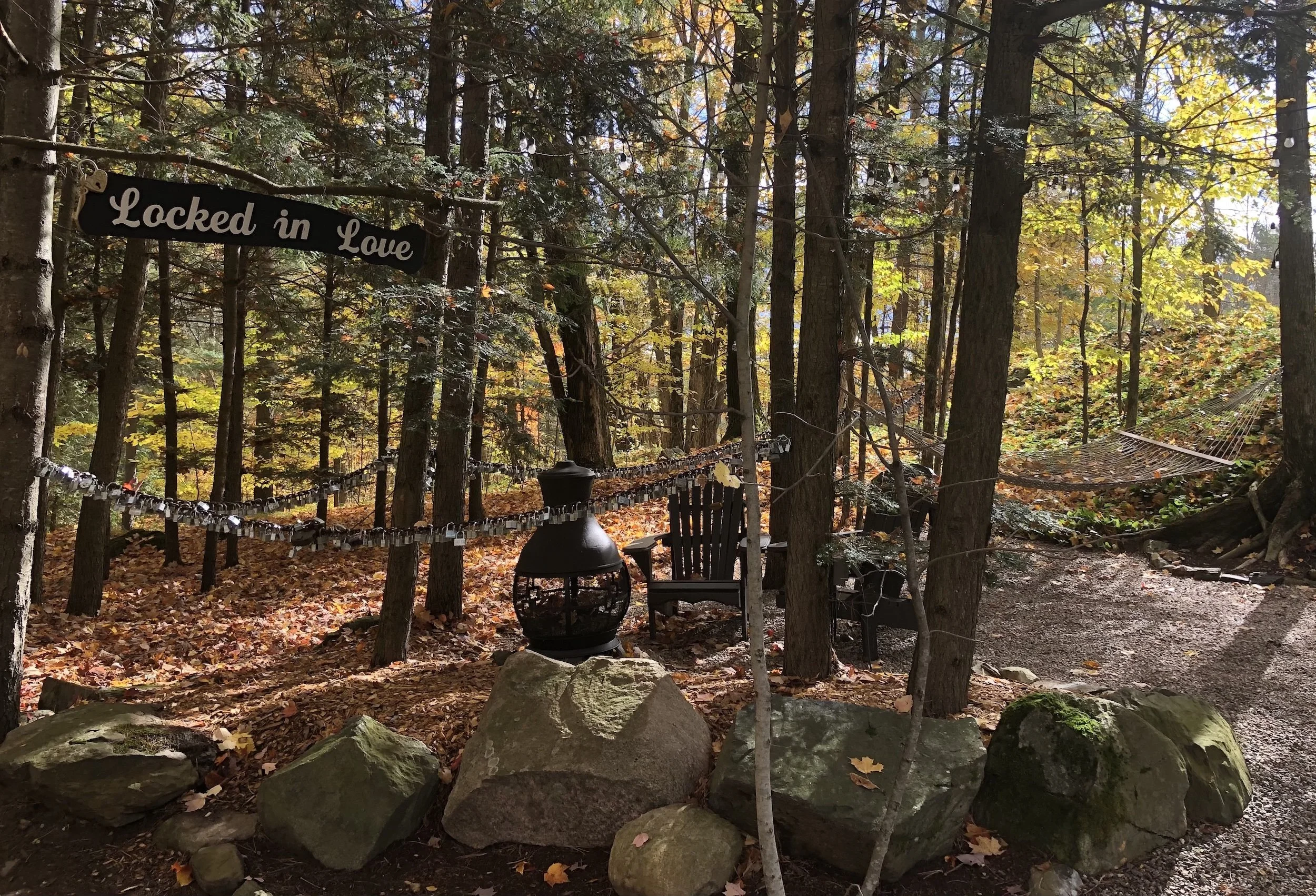 Love lock garden at the romantic Black River Retreat luxurious couples resort