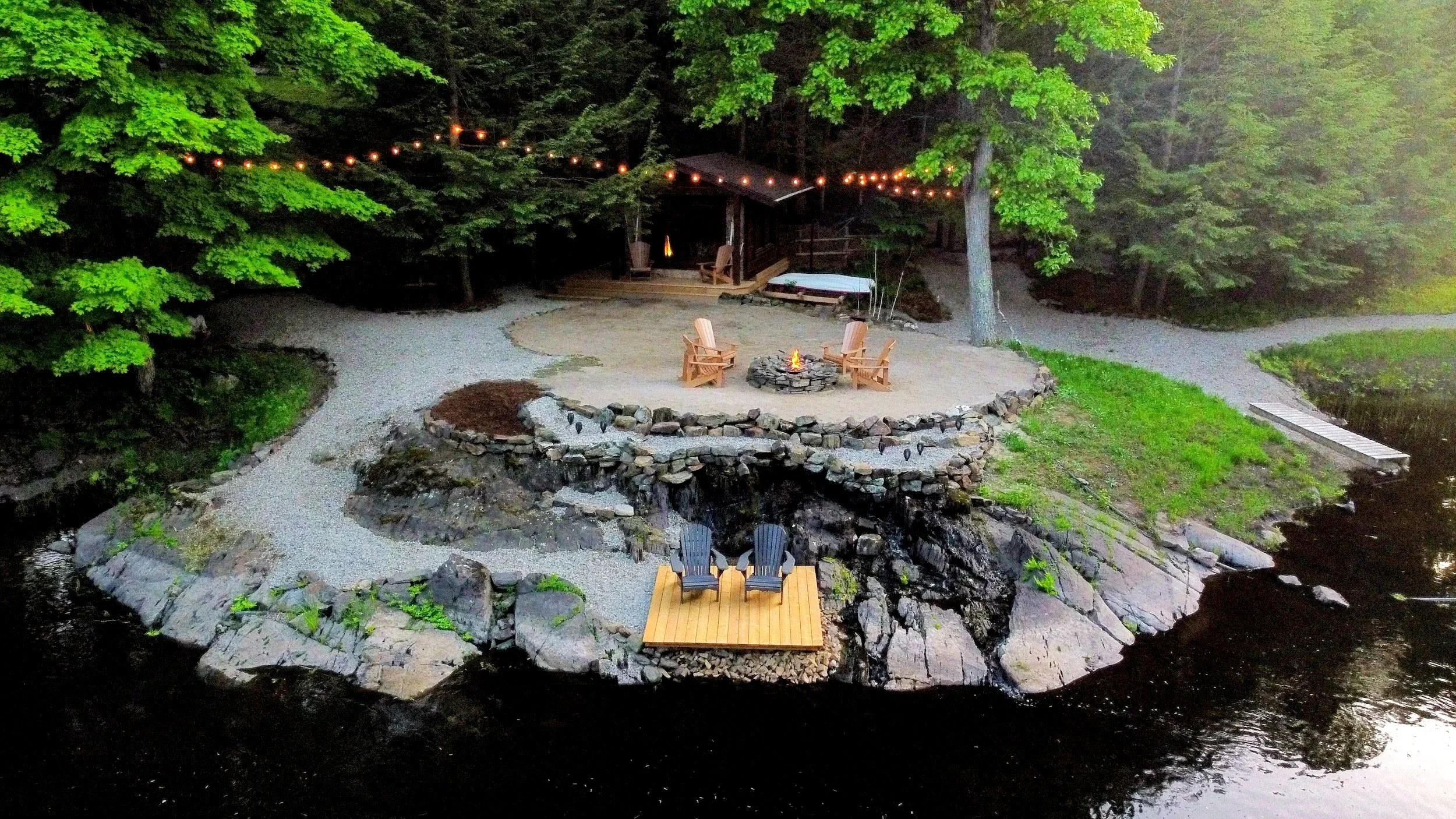 Riverfront beach at the Black River Retreat romantic couples resort
