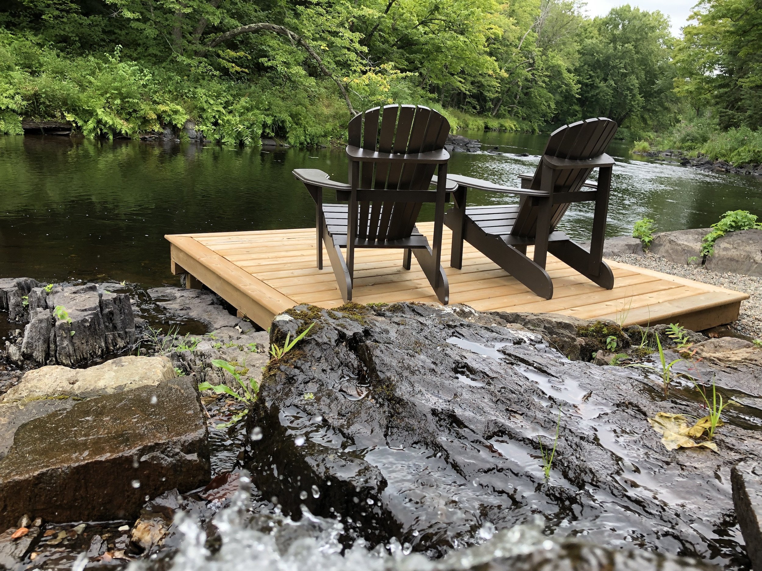 Private waterfront view at the Black River Retreat luxurious couples resort