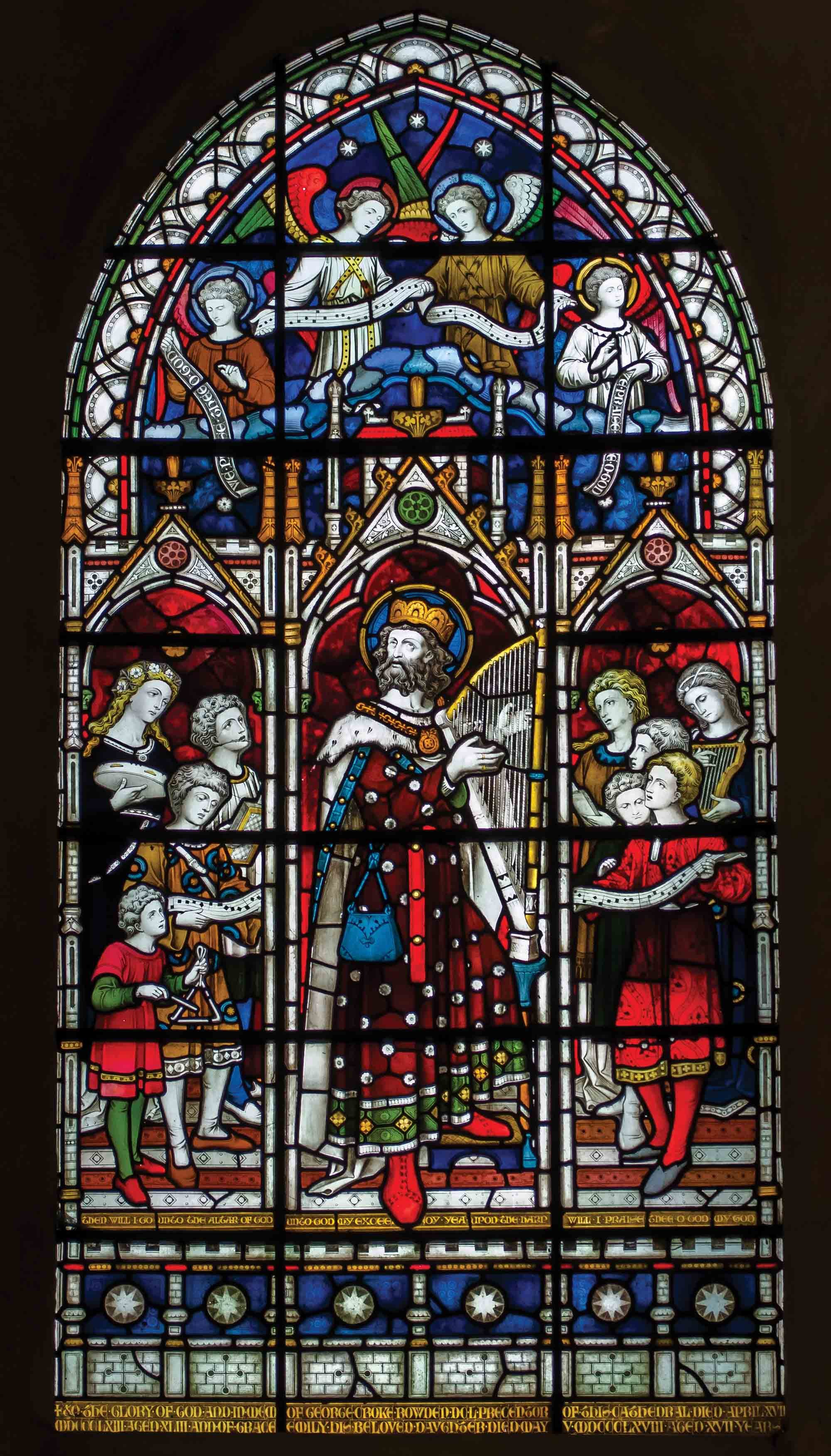 Stained glass window (King David) in the Chichester Cathedral, England