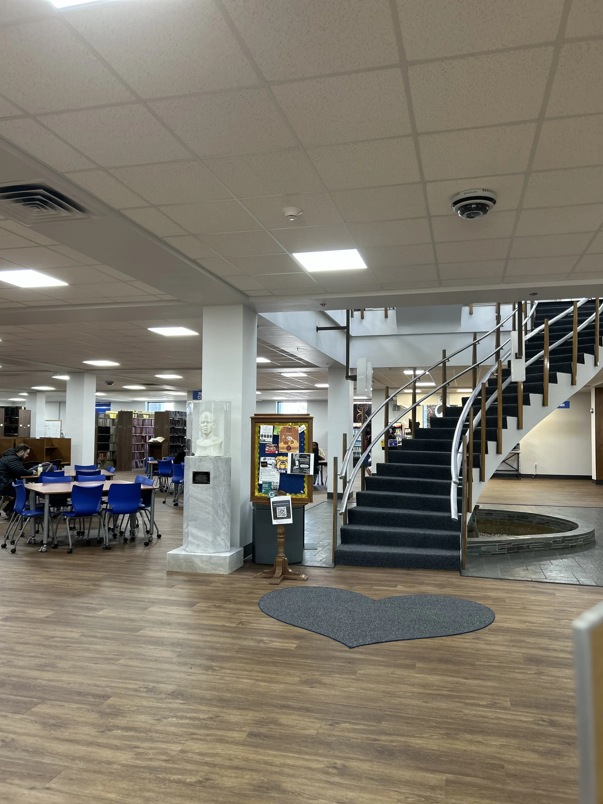 library cleaned and maintained under commercial cleaning contract.