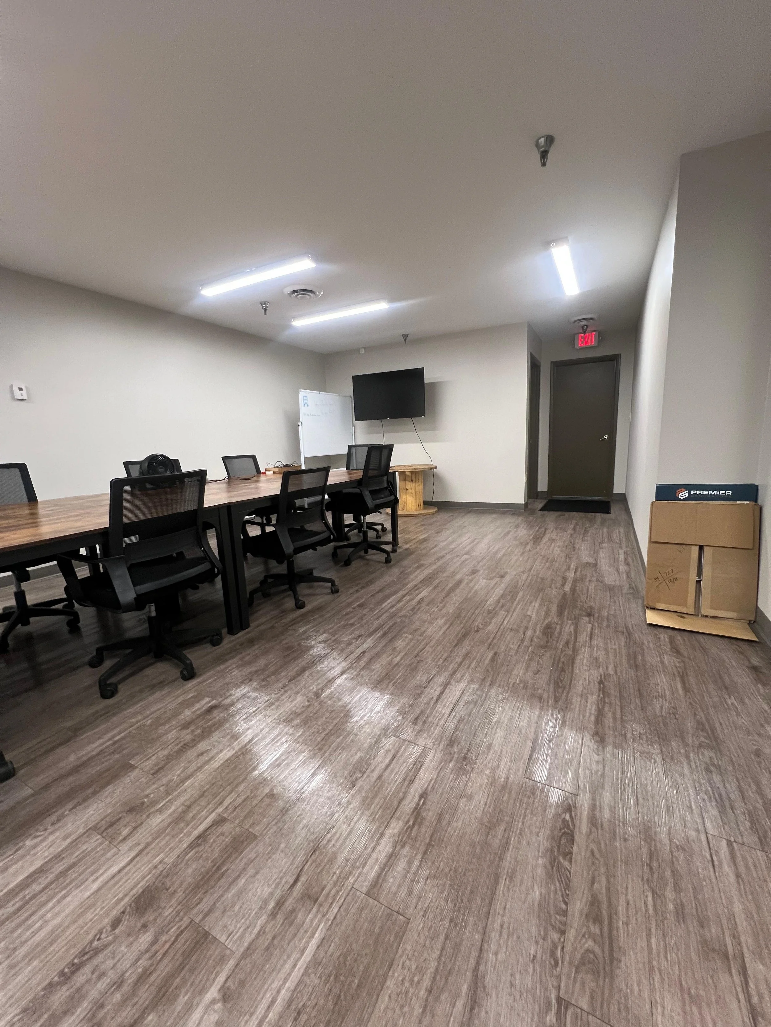 Commercial conference room cleaned and disinfected.