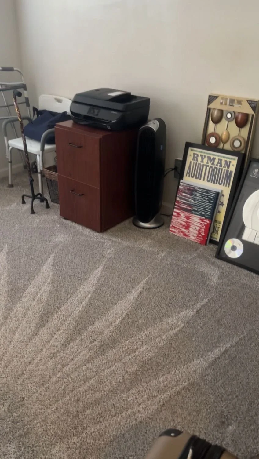 Home office space cleaned and organized during residential cleaning visit.