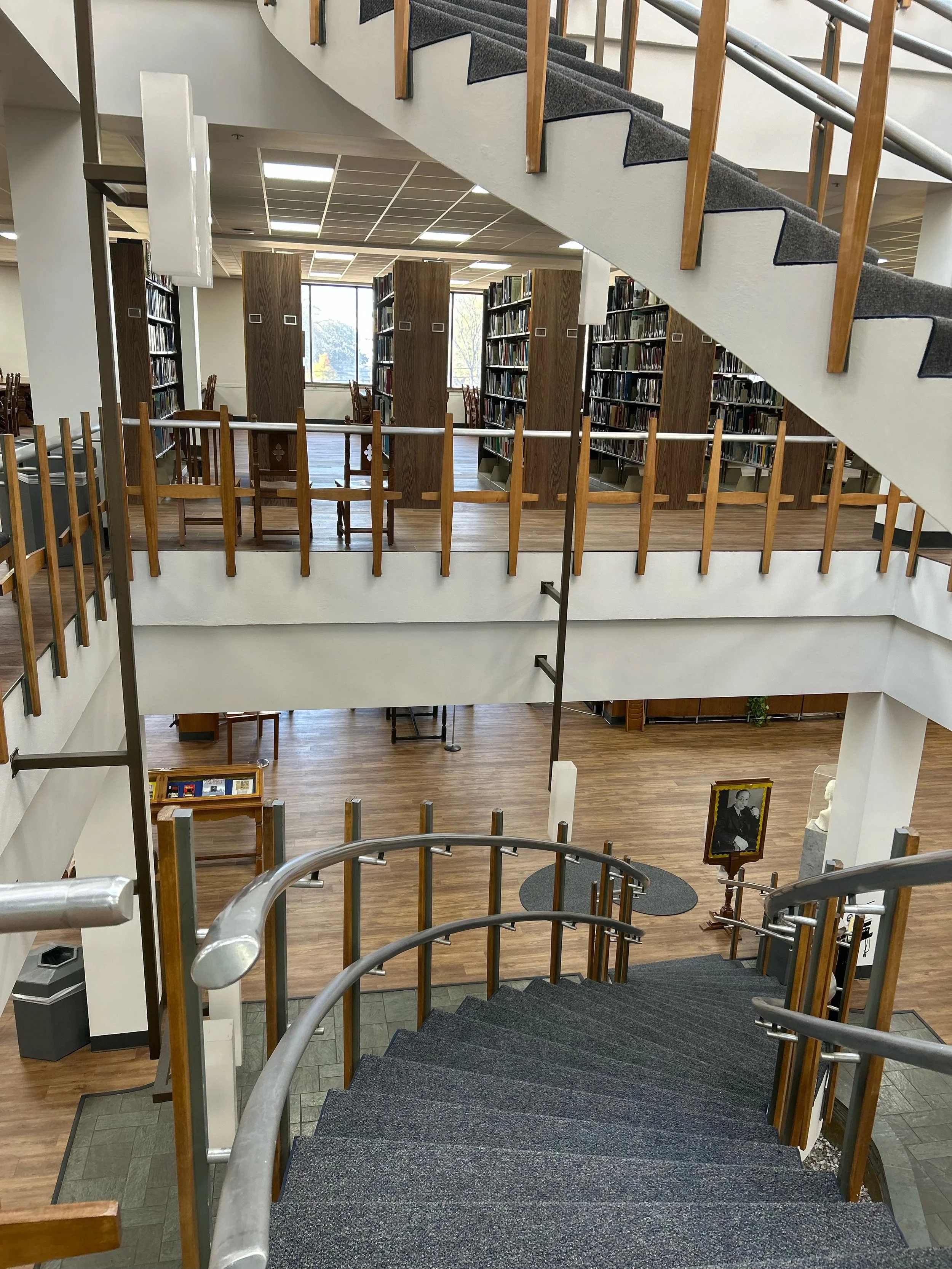 Library interior maintained through professional janitorial service.