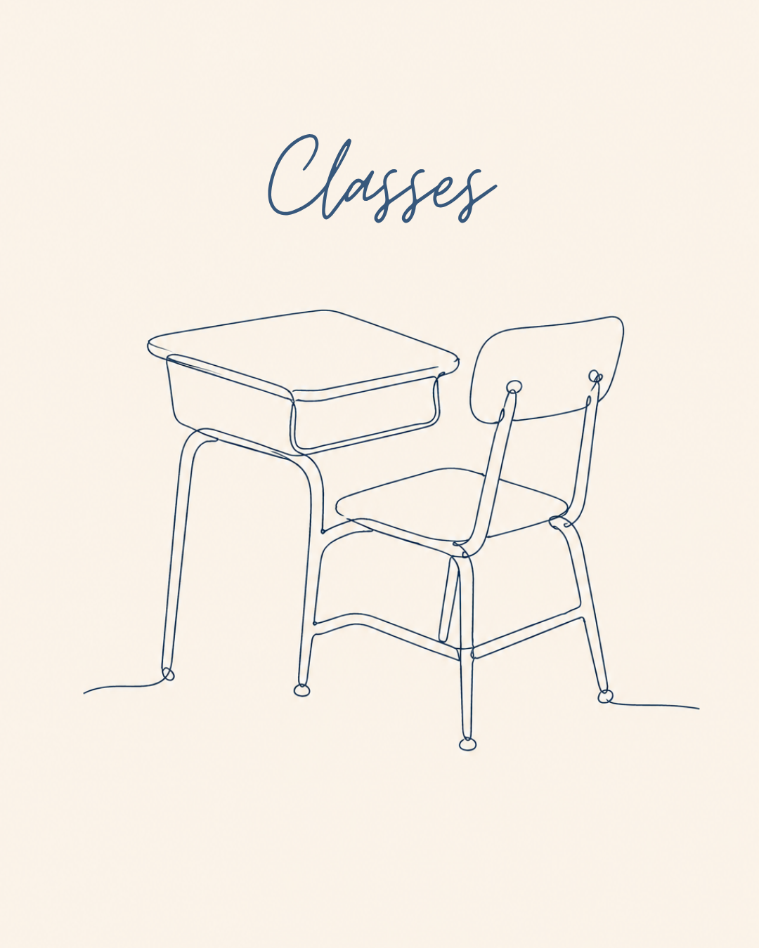 single line drawing of a child desk
