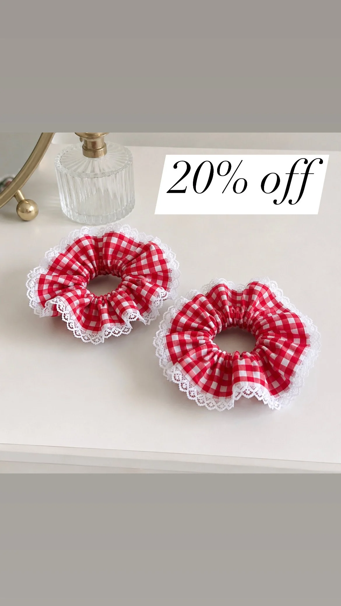Gingham Red Scrunchie