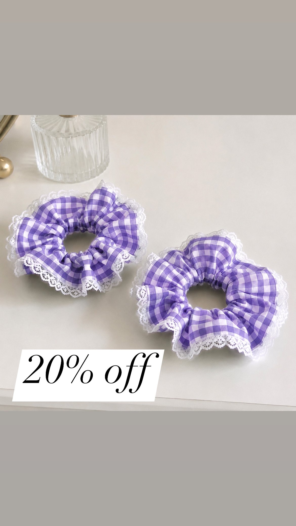 Gingham Lilac Scrunchie