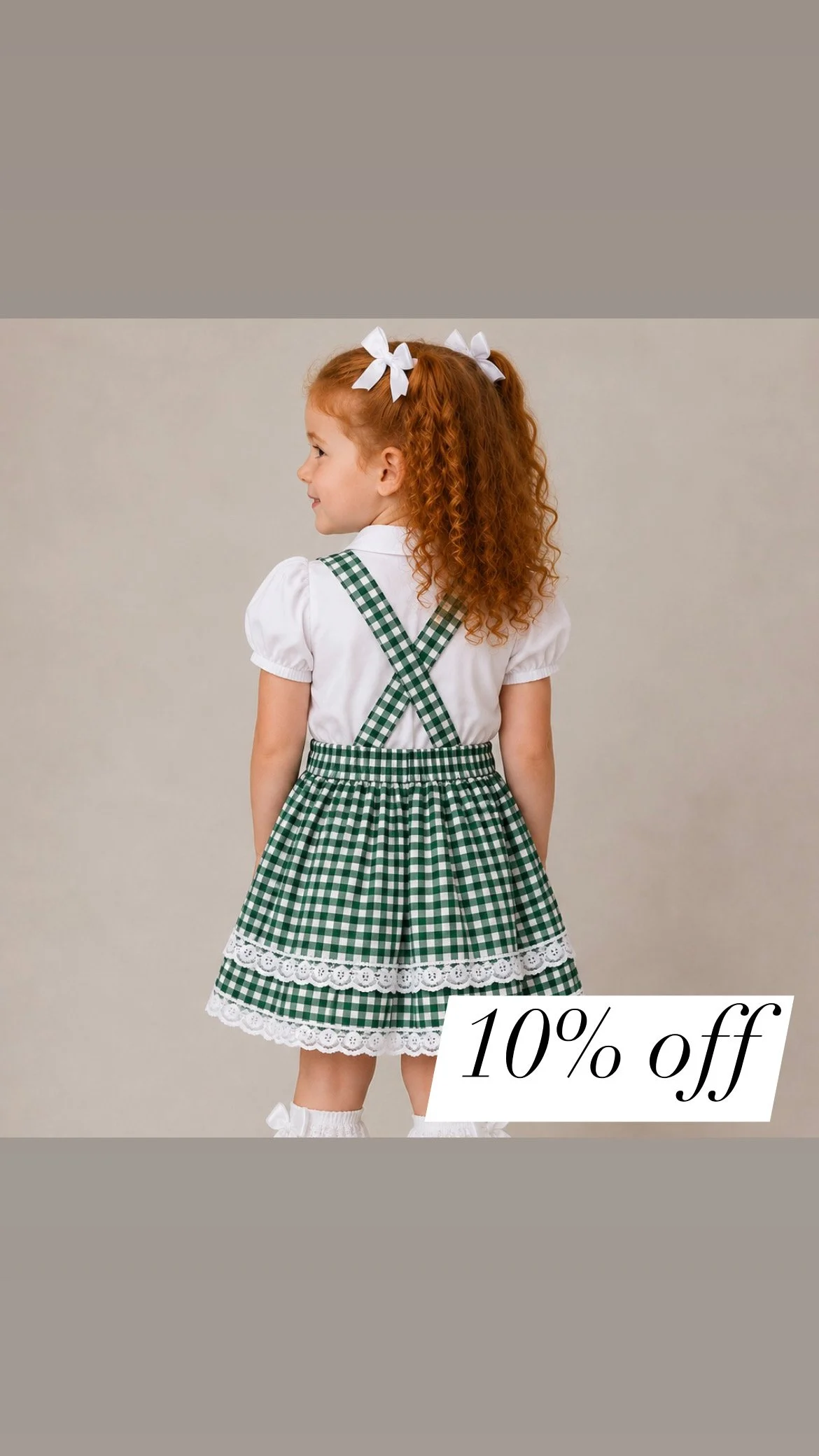 Gingham Green School Pinafore Dress (3-11Y)