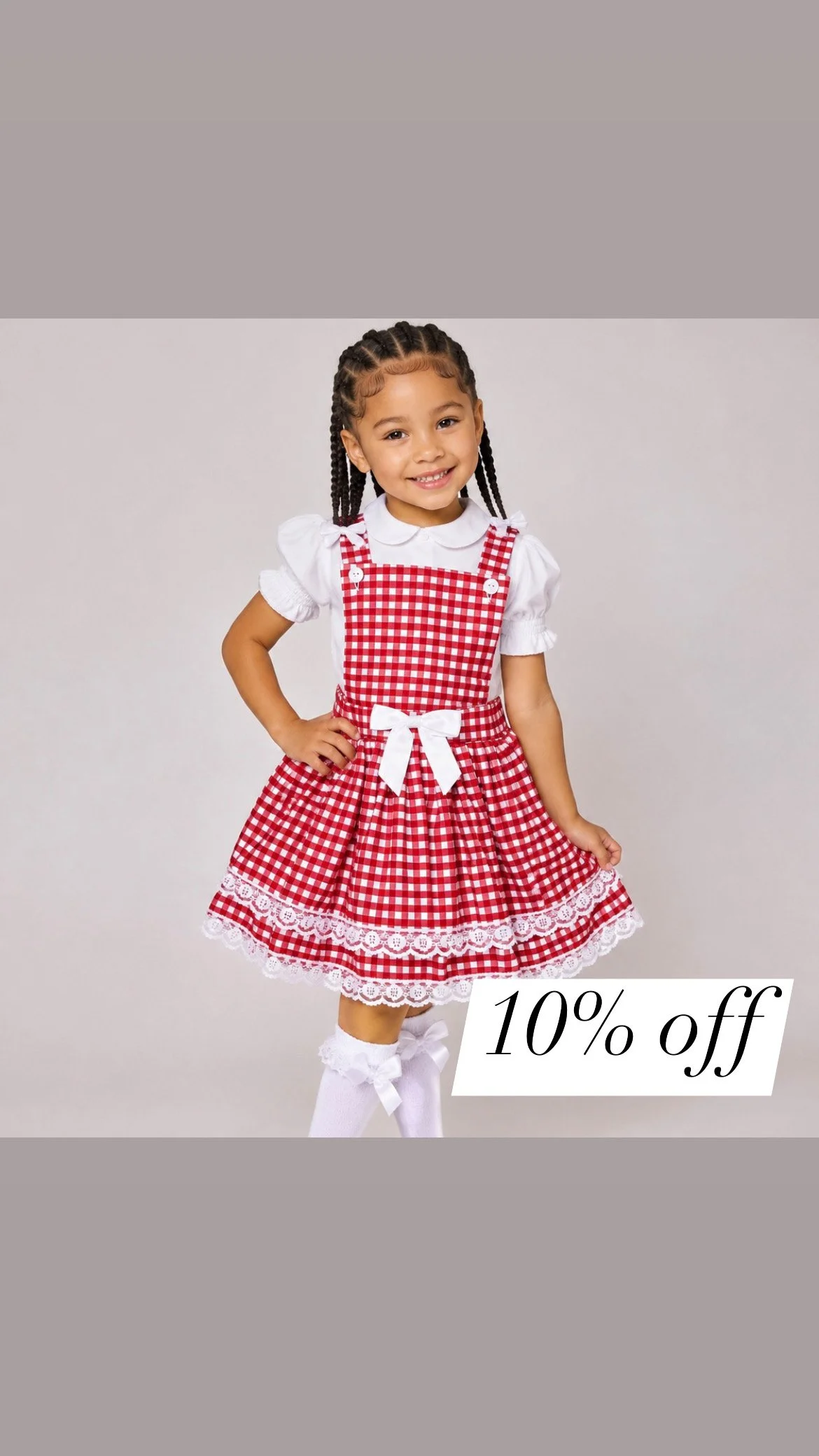 Gingham Red School Pinafore Dress (3-11Y)