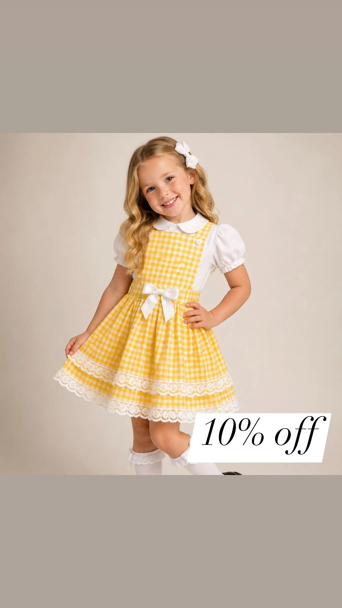 Gingham Yellow School Pinafore Dress (3-11Y)