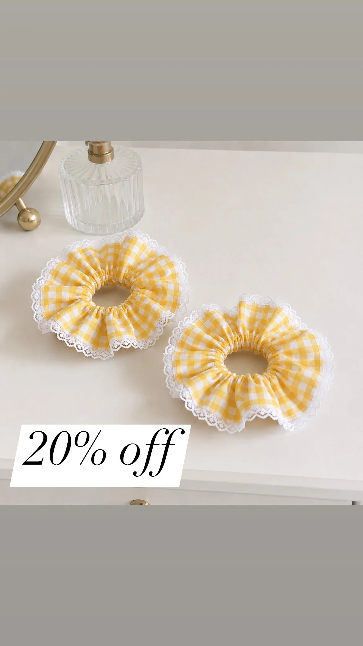 Gingham Yellow Scrunchie