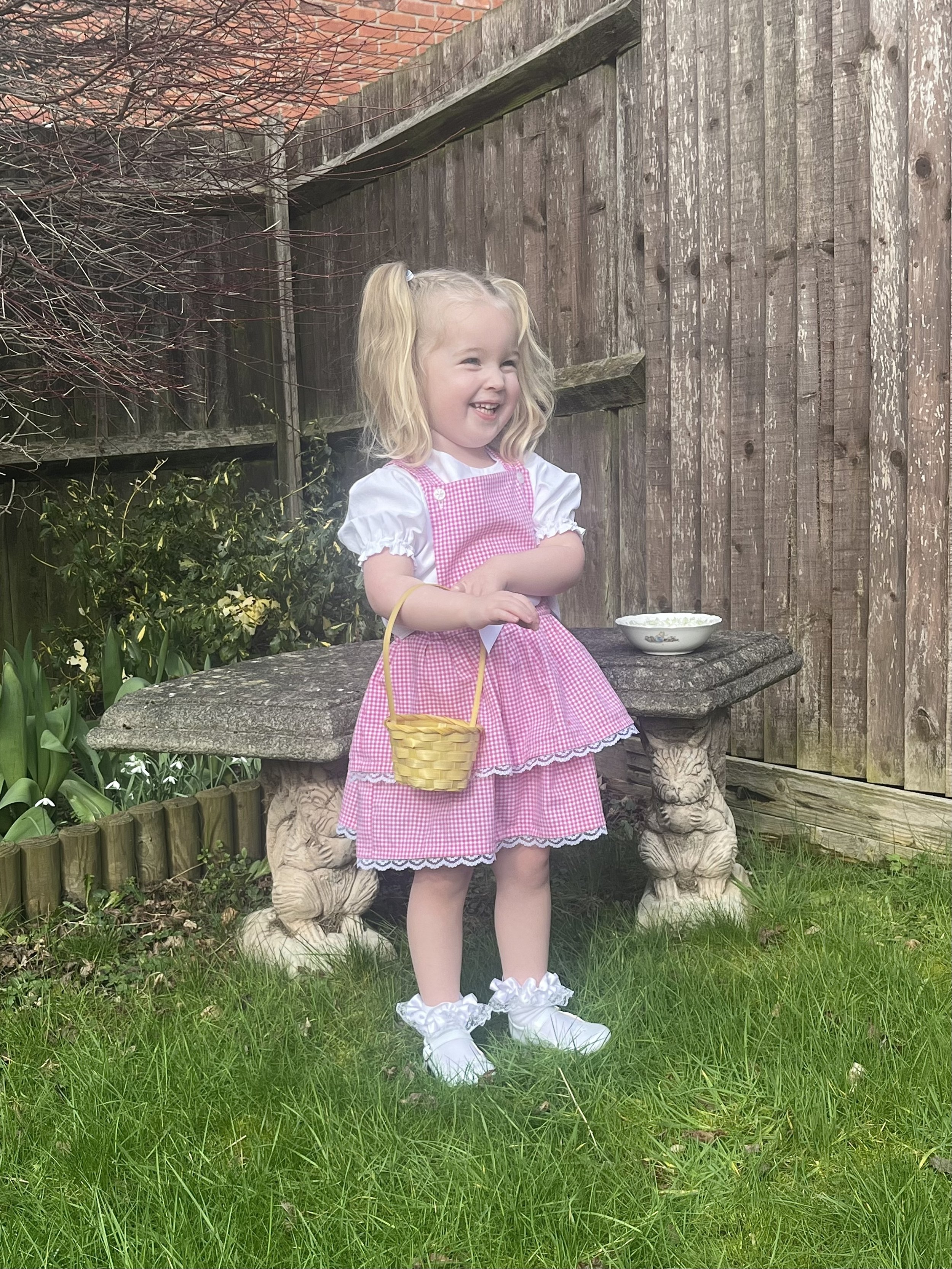 The Rosebud Picnic Collection- Elsie Mae Pinafore Dress & Florence Puff Blouse Set (3-9Y)