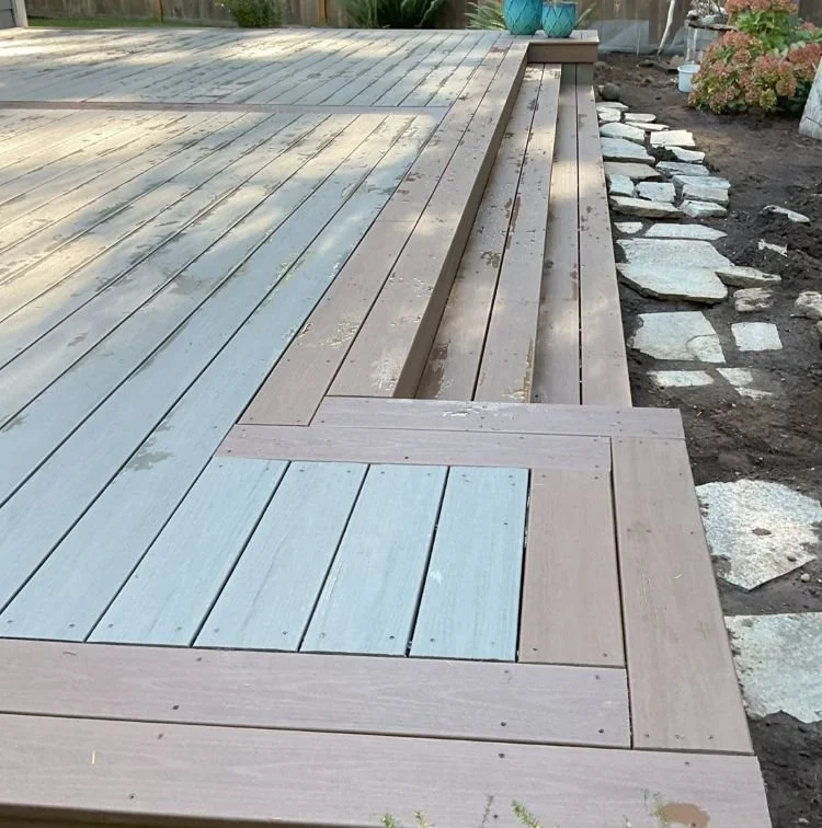 Custom TimberTech composite deck replacement in Sammamish, WA with picture-frame decking and low-maintenance outdoor living design.