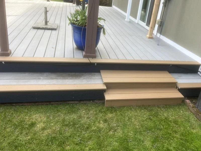 New deck stairs added in Kent improving access from deck to yard with clean finished design